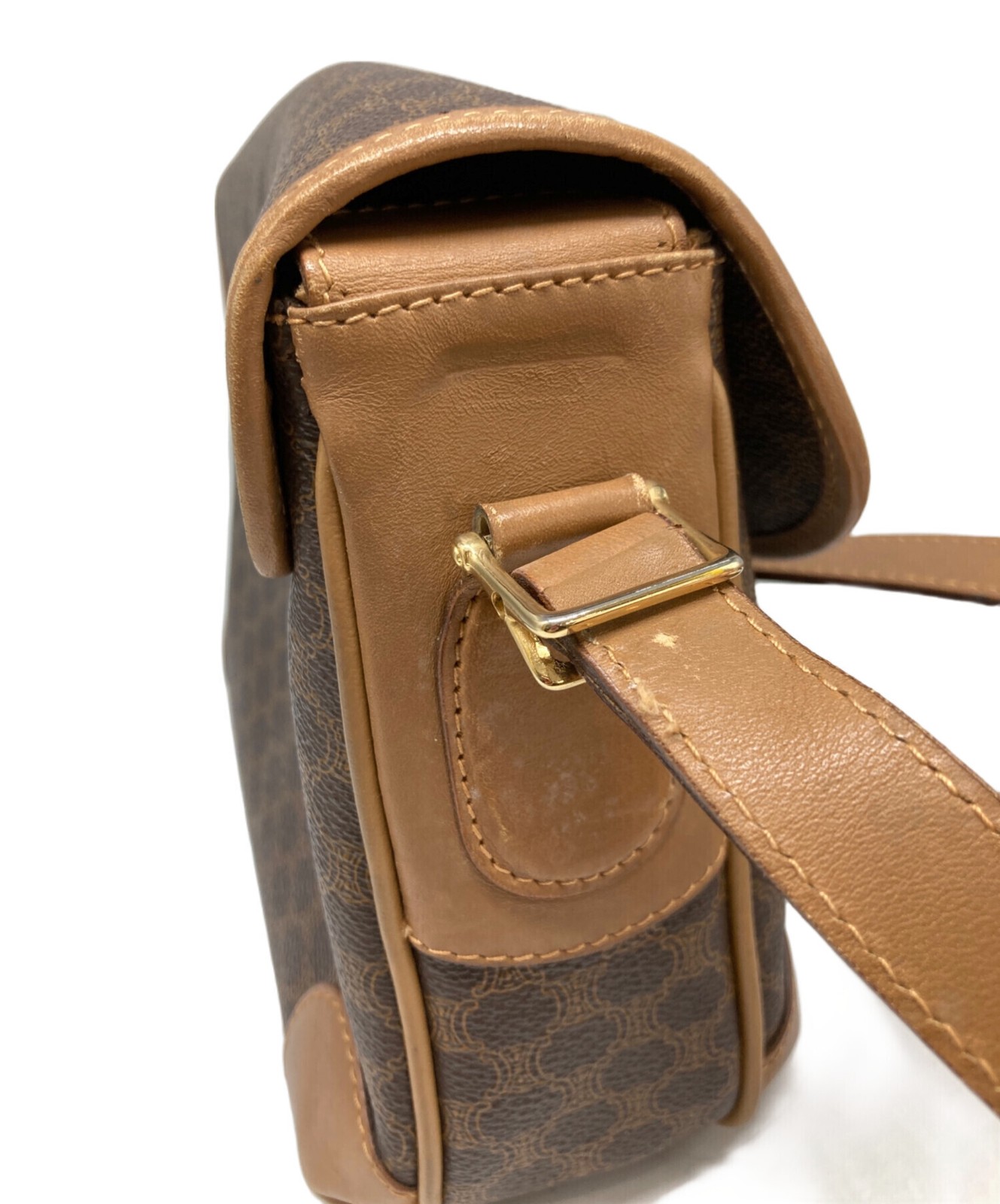 CELINE Shoulder bag Macadam Triomphe Leather Brown Vintage Authentic From Japan — image 11
