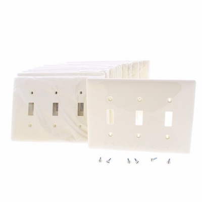 Hubbell NPJ3LA Light Almond 3-Gang Toggle Unbreakable Mid-Size Wallplate 10pcs