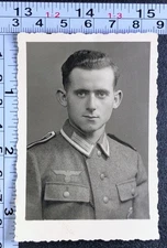 Soldier Identification Portrait WW2 German Military BW Photo Snapshot #2