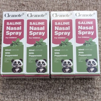 Cleanote Saline Nasal Spray w/ Peppermint 60ml 4 Pack Exp 05/2028