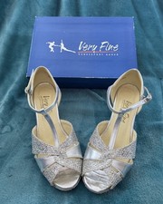 Very Fine Dancesport Women 6 Ballroom Shoes Silver Stardust/ Leather 6006