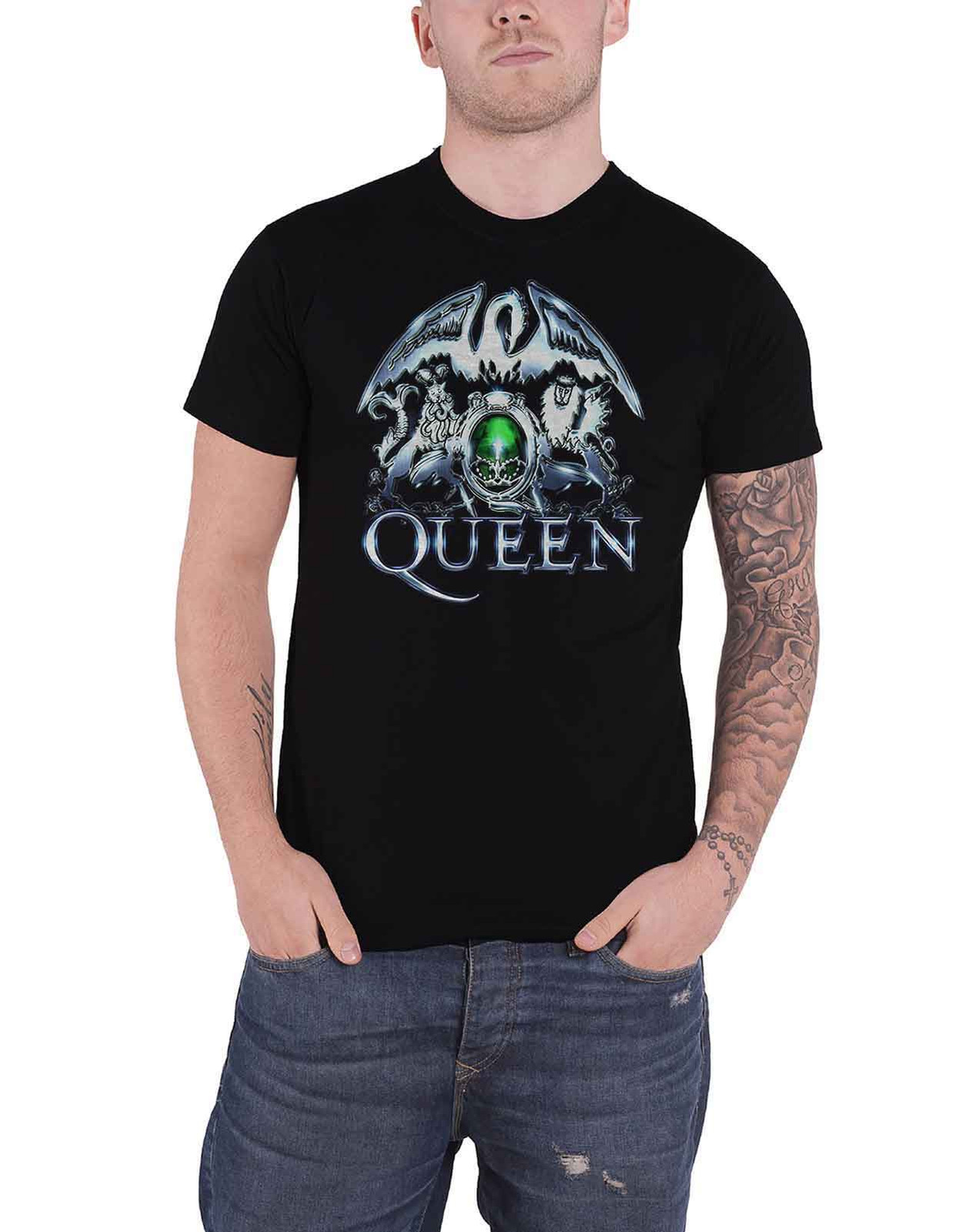 Official Black Queen Band Classic Crest Metal Logo T-Shirt