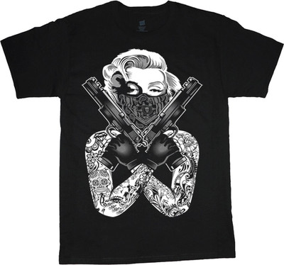 Marilyn Monroe Gangster Tattooed T-Shirt Biker T-Shirt   DRE6