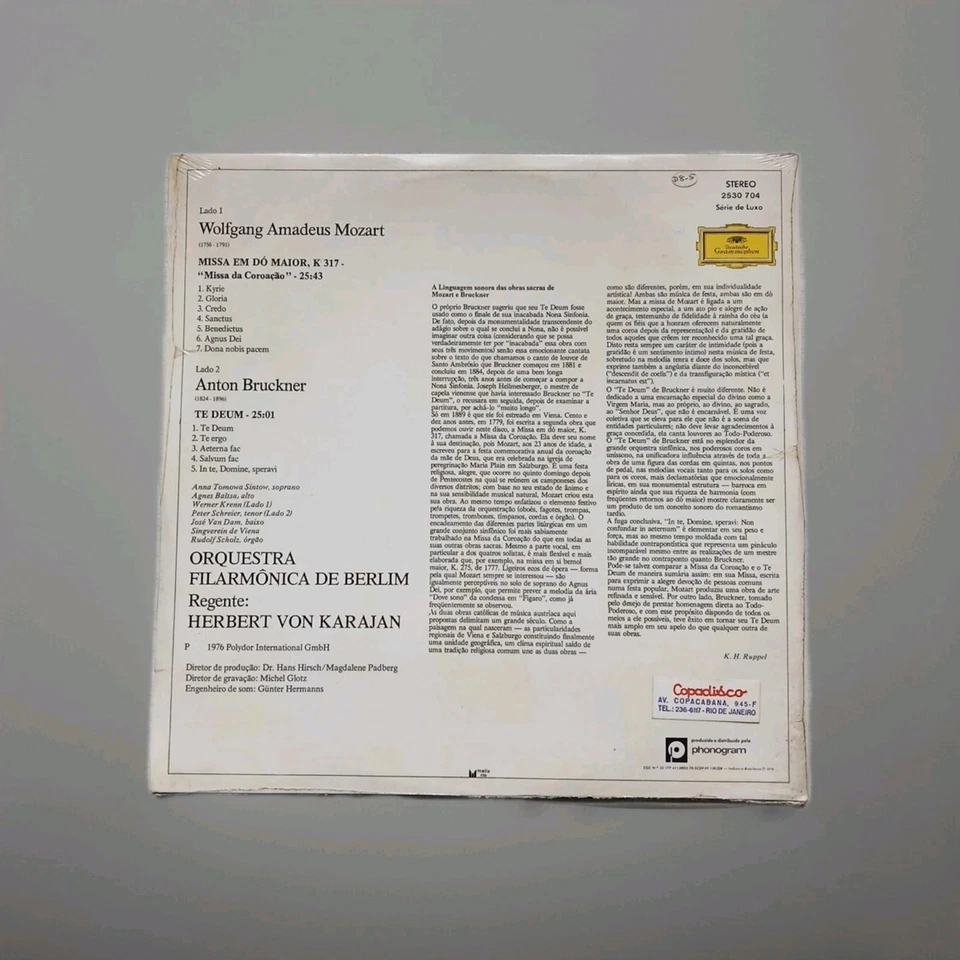LP TOMOWA Mozart Krönungsmesse Bruckner Te Deum  Karajan STEREO DGG BRASIL Seald - Bild 2 von 2