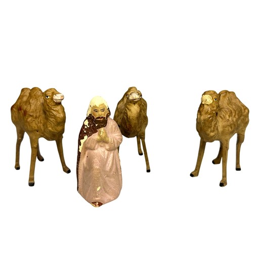 Lot of 4 Vintage GERMANY Nativity Pieces Joseph and 3 Camels-Extremely Rare