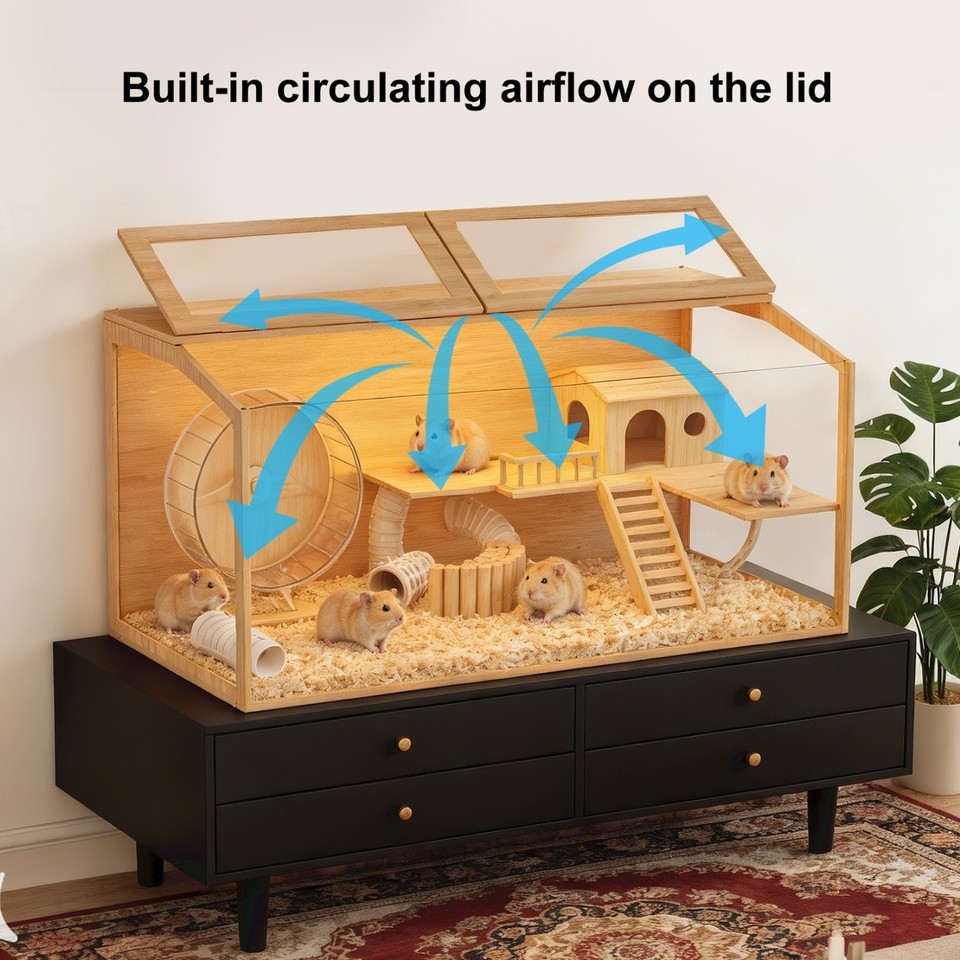 xxl-wooden-hamster-cage-with-led-bunny-guinea-pig-ferret-small-animal