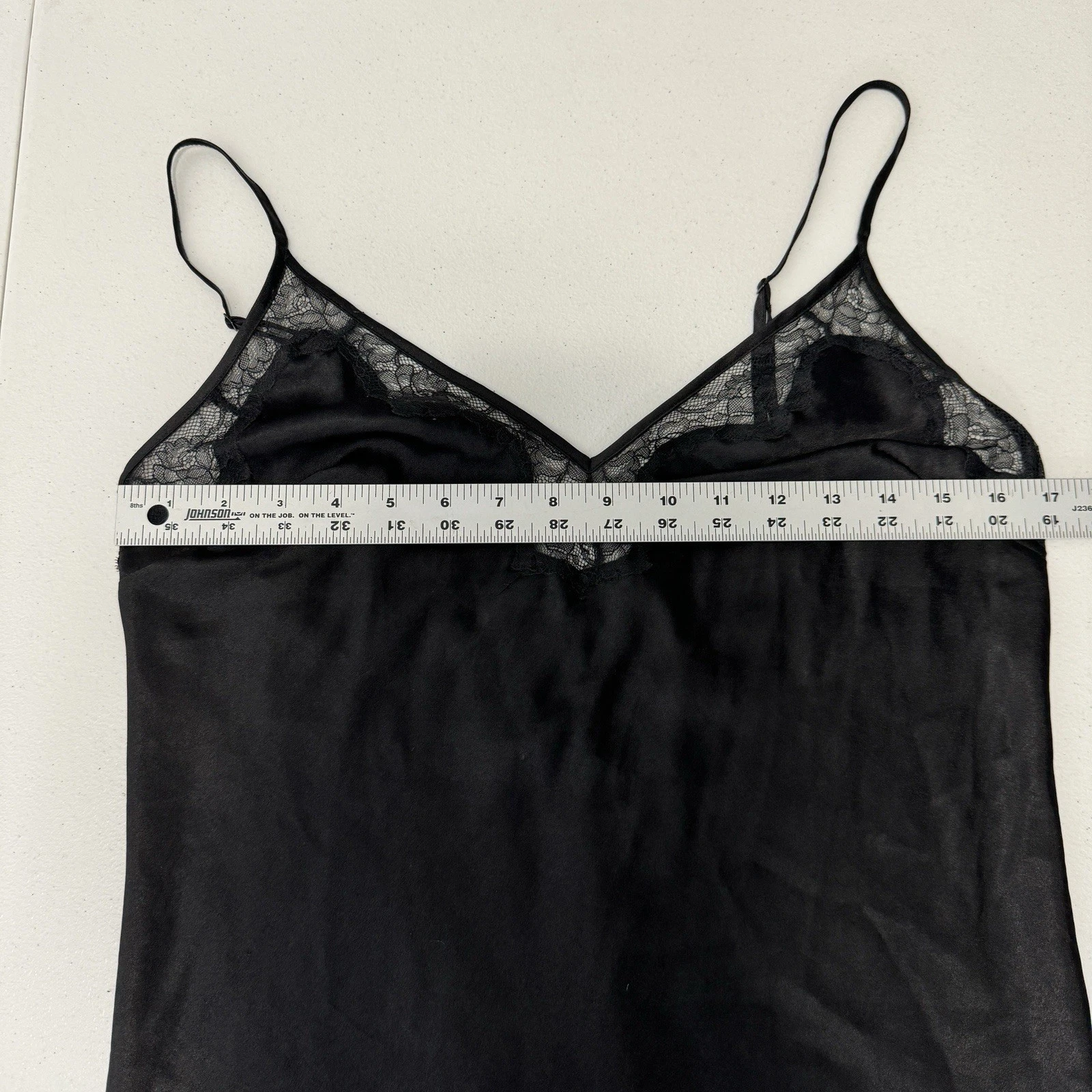 UNDERCOVER Abito donna Victoria's Secret slip M nero raso delicato pizzo orlo coquette Y2K