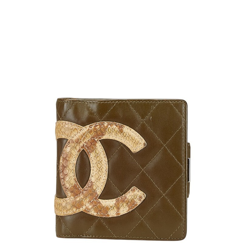 CHANEL Cambon Line Coco Mark Python Embossed Fold… - image 1