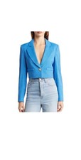 Jason Wu Women  s Linen Blend Cropped Blazer Jacket Braided Size S y2k fall prepp