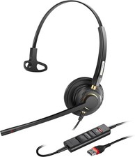 Arama USB Headset with Microphone for PC, Noise Standard, Monaural-USB A