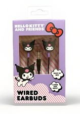 NEW Hello Kitty KUROMI Black Wired Earbuds w/Built-In Microphone/3.5mm Input