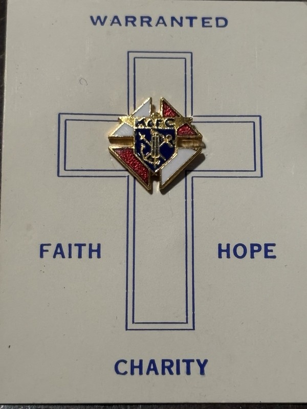 Vintage Knights Of columbus Pin Enamel Gold Plate Relic Catholic Medal