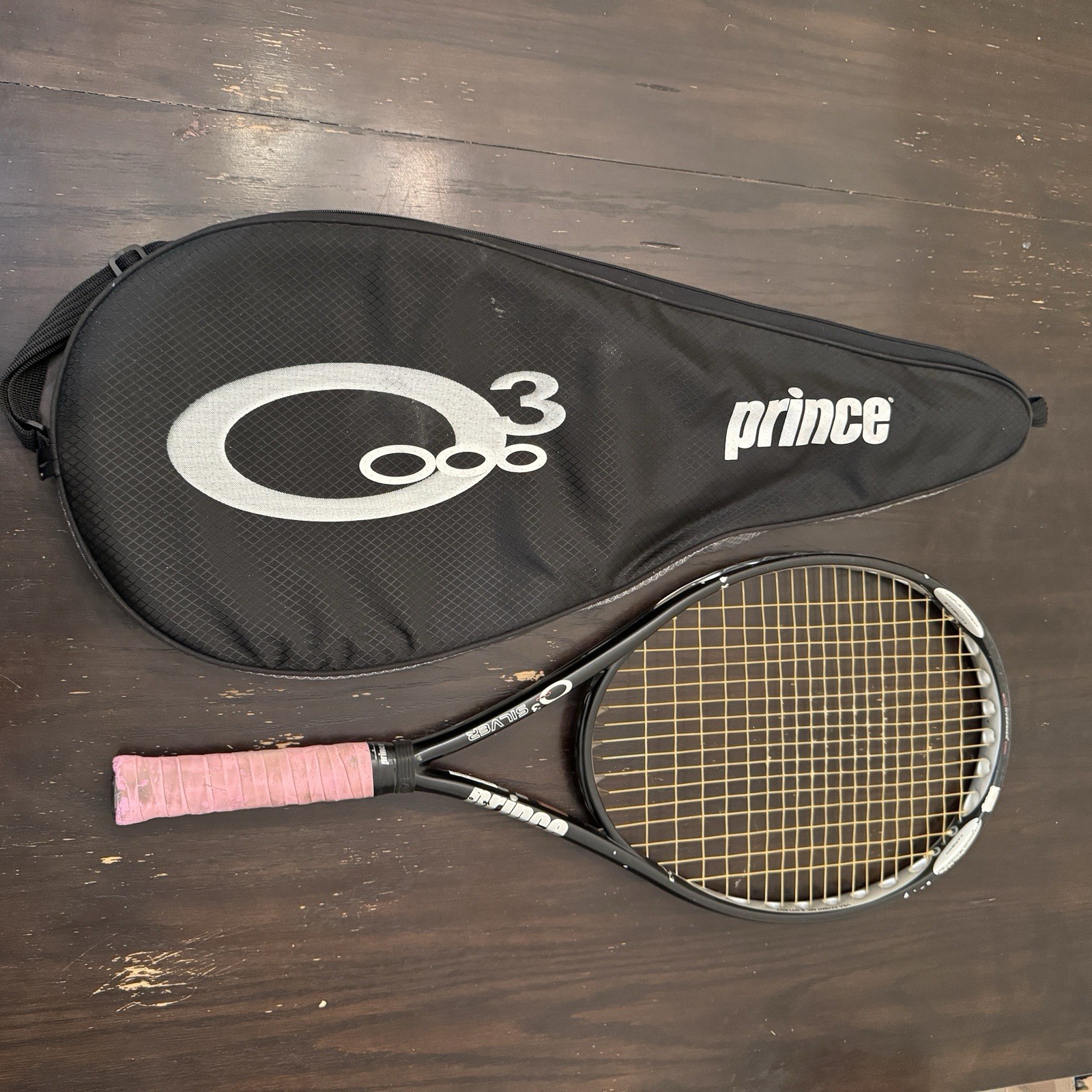 PRINCE O3 SILVER 118 1600PL TENNIS RACQUET 4 1/2 27.75"