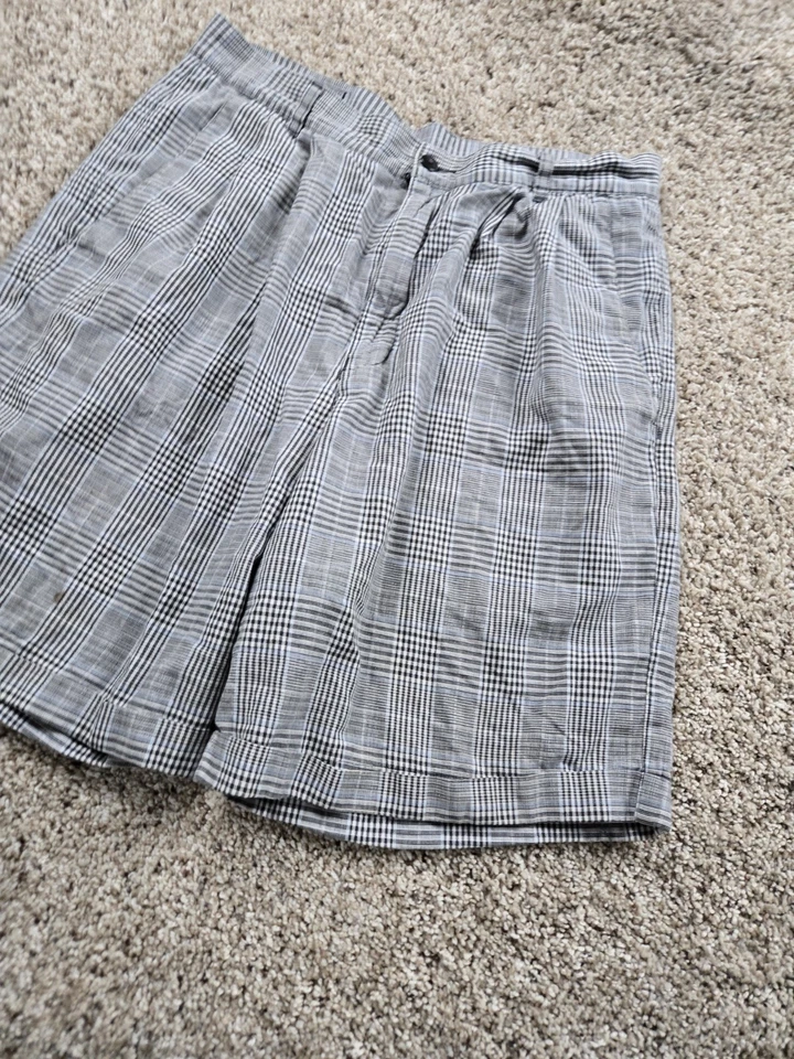 Pantalones Cortos Chinos De Colección INC International Concepts 31 Para Hombres Negro Algodón a Cuadros Años 90 Foto 2 de 4