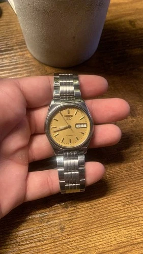 Vintage Seiko 5 Yellow Dial Men's Watch Day/Date 6309 Automatic 1970s-1980s