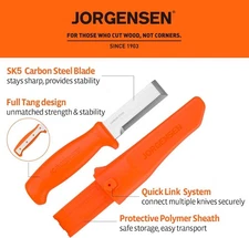 Jorgensen 2-in-1 Wood Chisel Knife SK5 Carbon Steel Blade w/Sheath for Splitting