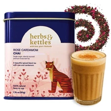 Rose Cardamom Chai | Assam Black Tea with Rose Petals, Green Cardamom, Ginger...