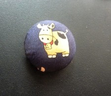 5 Silk Buttons Happy Cows  Handmade Silk 2.5cm/1 ins 2 Hole Metal Upcycled