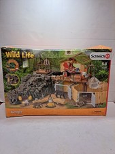 Schleich 42350 Wild Life Playset Croco Jungle Research Station boxed incomplete