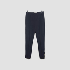 Tory Burch S Pull On Pants Ponte Black Gold Button Ankle Accents Center Seam