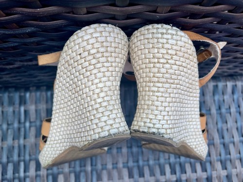 CLARKS TAN LEATHER BASKET WEAVE WEDGES BOHO 70s VIBE PLATFORM UK 6 GOOD COND. - Picture 6 of 9
