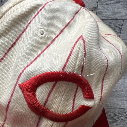 Vintage New Era Cincinnati Reds Mütze weiß/rot tailliert Herren Größe 6 7/8 Kappe alle Wolle - Bild 13 von 16