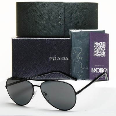 Prada Sunglasses Pilot Small Unisex Black Dark Grey SPR 66X PR66XS 1AB-5S0