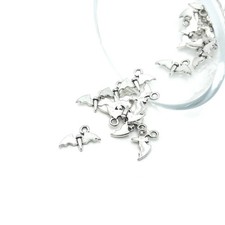 Small Silver Bat Charms, 9.5x14mm - US Seller