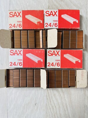 Sax Vintage Staples 24/6 Red Orange 4 Boxes Universal Size