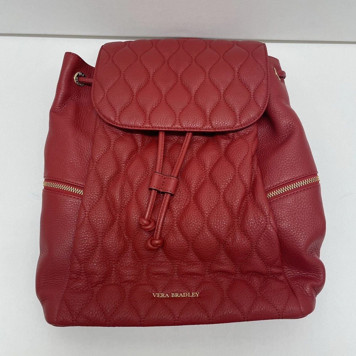 Vera Bradley Amy Quilted Leather Backpack in Tango Red Happy Mother main image 4