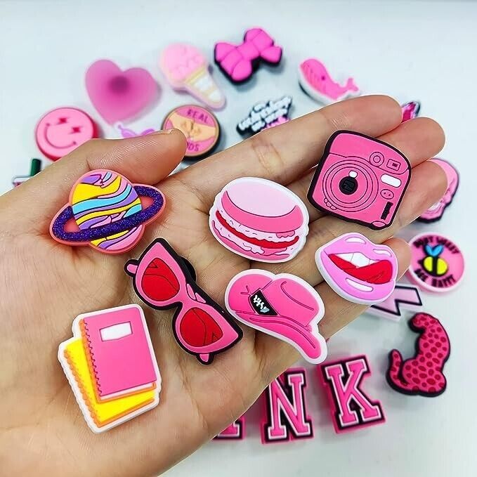 Girls Pink Croc Charms Jibbitz 10Pcs 20Pcs Mega Value Bundle Shoes