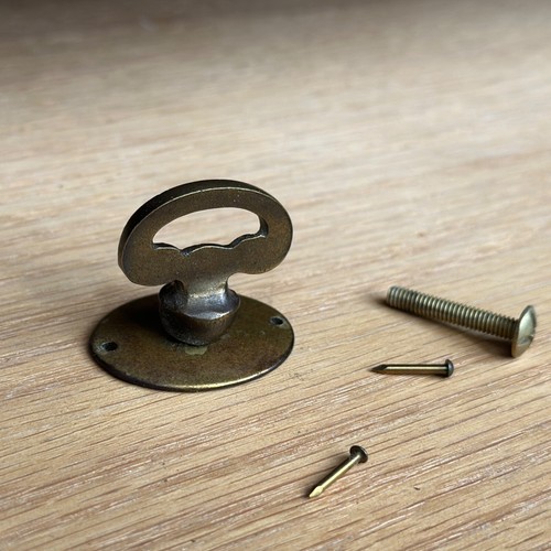 Vintage Baker Furniture Solid Brass French Door Pull Knob Hardware Part Faux Key - Picture 5 of 9