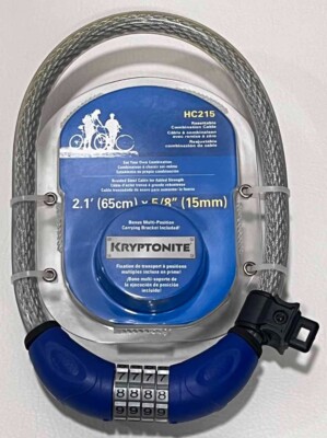 New! KRYPTONITE Bike Lock HC215 Resettable Lock 2.1' x 5/8'' Braided Steel Cable