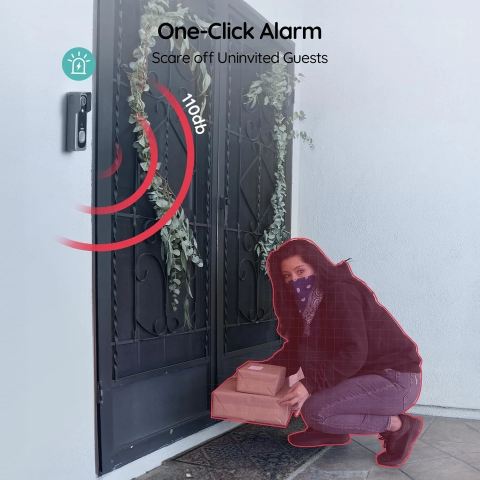 BOIFUN 2K HD Smart Video Doorbell Camera Wireless with Chime Immediate Alarm,UK - Image 3 of 4