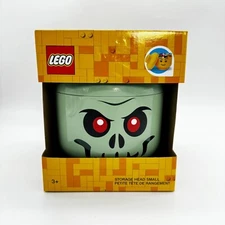 Lego Green Skeleton Zombie Storage Head Container NEW Halloween Decor Small