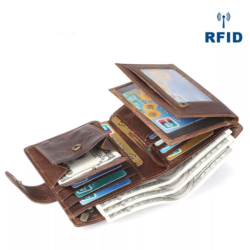 Cartera Hombre RFID Piel Billetera Tarjetero Hombre Monedero de