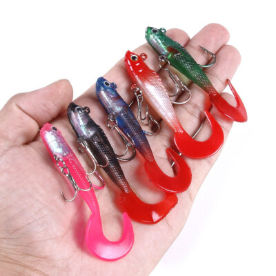 curly fishing hook 5pcs Curly Tail Soft Bait Colored Fishing Fake Hooks Saltwater Lure 7CM/9G