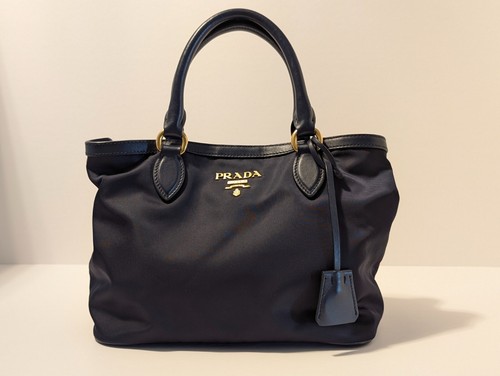 PRADA Navy Nylon Auth Medium Shoulder Bag Women