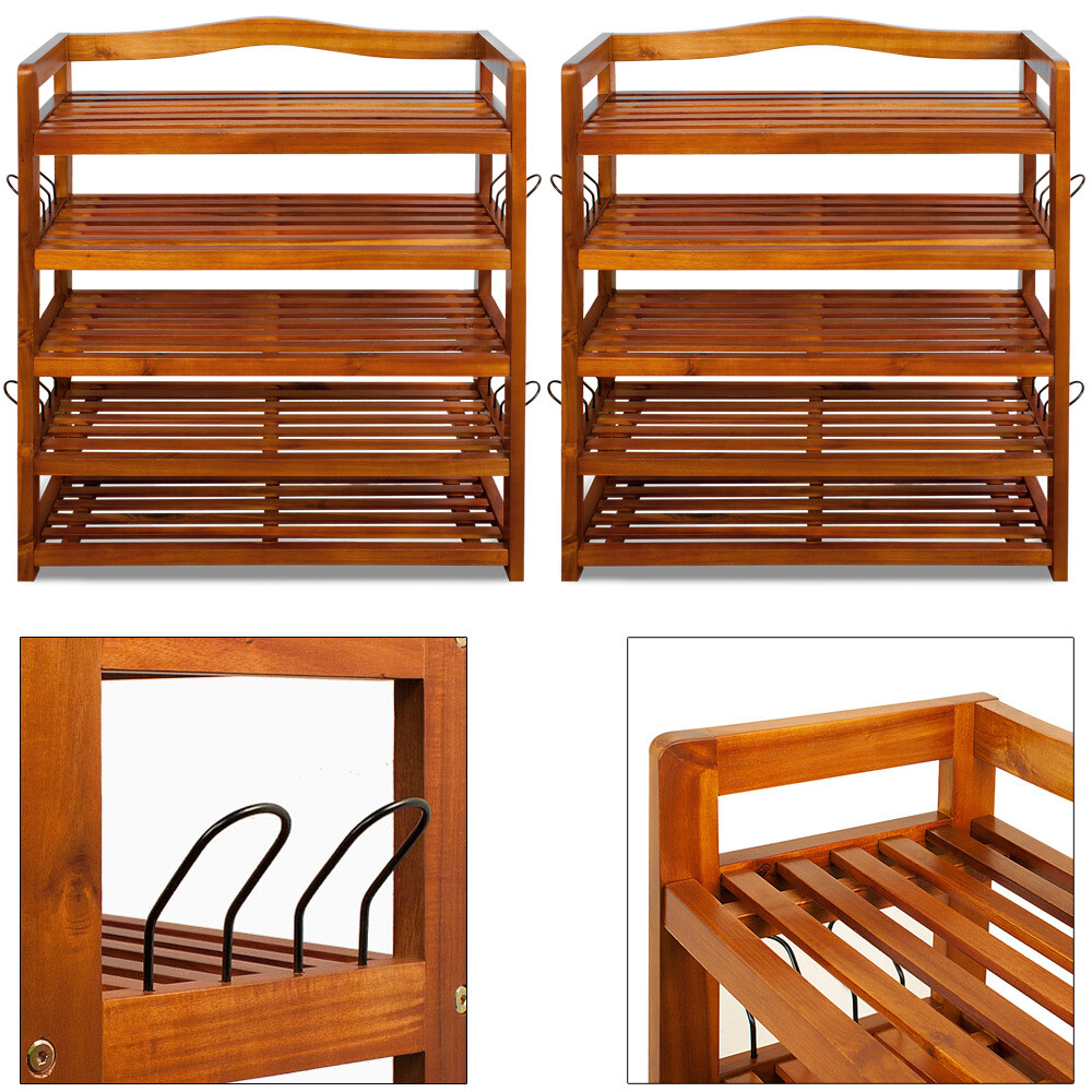 Étagère en acacia haut de gamme : le double meuble de rangement en bois noble pour entrée