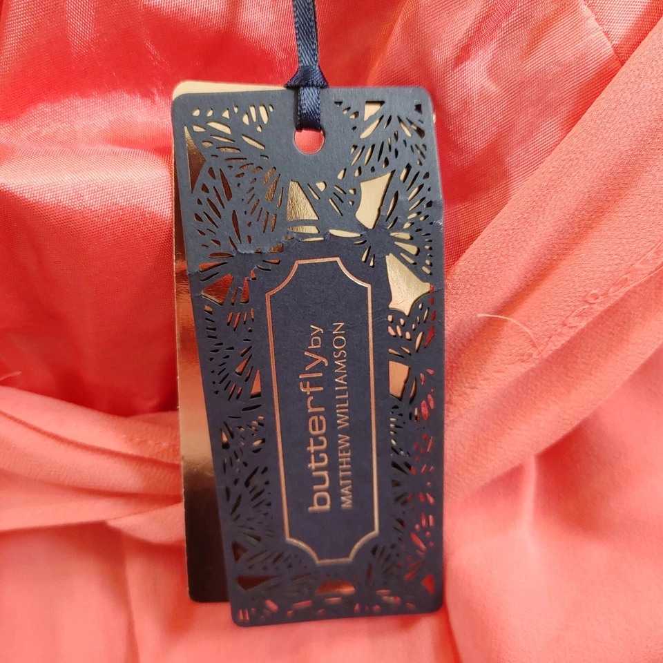 Mathew Williamson Dress UK 16 Coral Pink Maxi Mother Bride Prom Twist Halter - Image 3 of 4