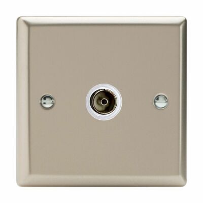 Varilight XN8ISOW Classic Satin Chrom 1 Gang isolierte Koaxial TV Steckdose