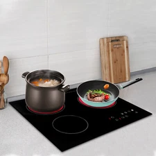 24" 3-Burner Built-in Electric Cooktop Ceramic Stove Top Touch Timing 110V 2600W