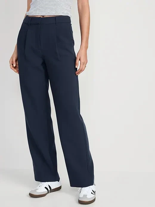 Old Navy Extra High-Waisted Pleated Taylor Wide-Leg Trouser Suit Pants Size  L Ta