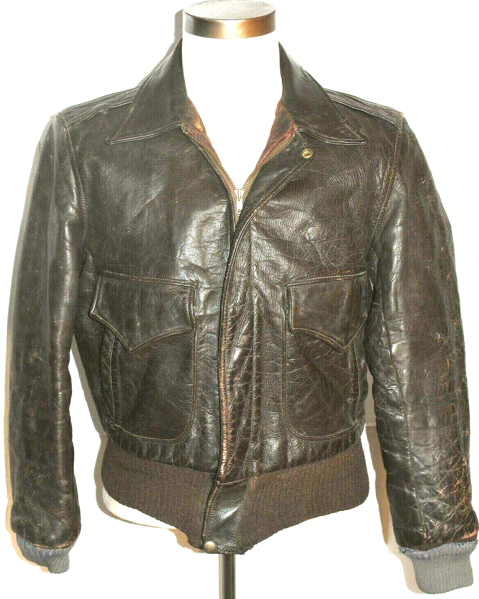 VINTAGE 1940s RICHMAN BROS. BOMBER HORSEHIDE LEATHER A-2 JACKET
