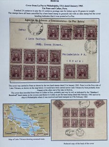 1903 Puno Bolivia Custom Agents Commercial Cover To Philadelphia Pa Usa
