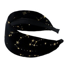 Black Velvet Boho Wide Thick Headband with Teeth, Large Head Turban Hairband ...