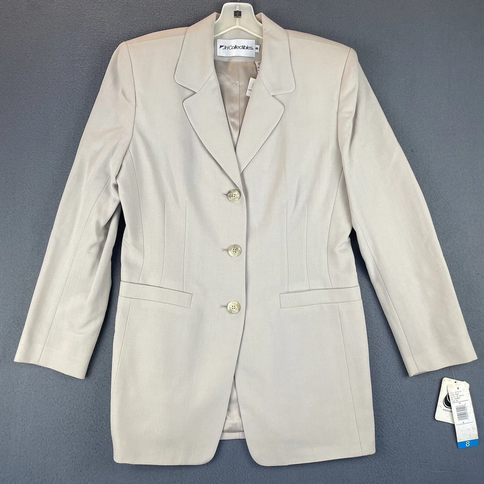 Traje Falda De Colección JH Coleccionables Talla 8 Nuevo Con Etiquetas Beige 2 Piezas Chaqueta Forrada Mezcla de Lana Carrera Foto 2 de 4