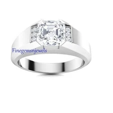 Natural White topaz Gemstones with 925 Sterling Silver Ring for Men's #F4902