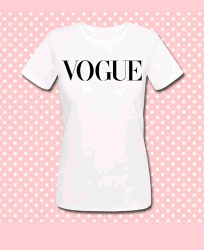 T-shirt donna Vogue inspired, rivista moda, fashion magazine, outfit,  bianca! | eBay