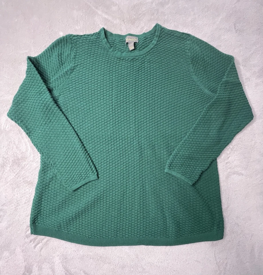 Suéter para mujer Style & Co. verde manga larga cuello redondo 100 % algodón talla grande Foto 2 de 4